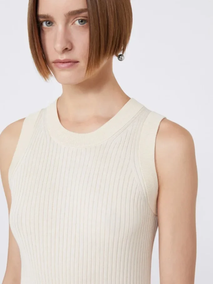 Cotton vest top, ecru