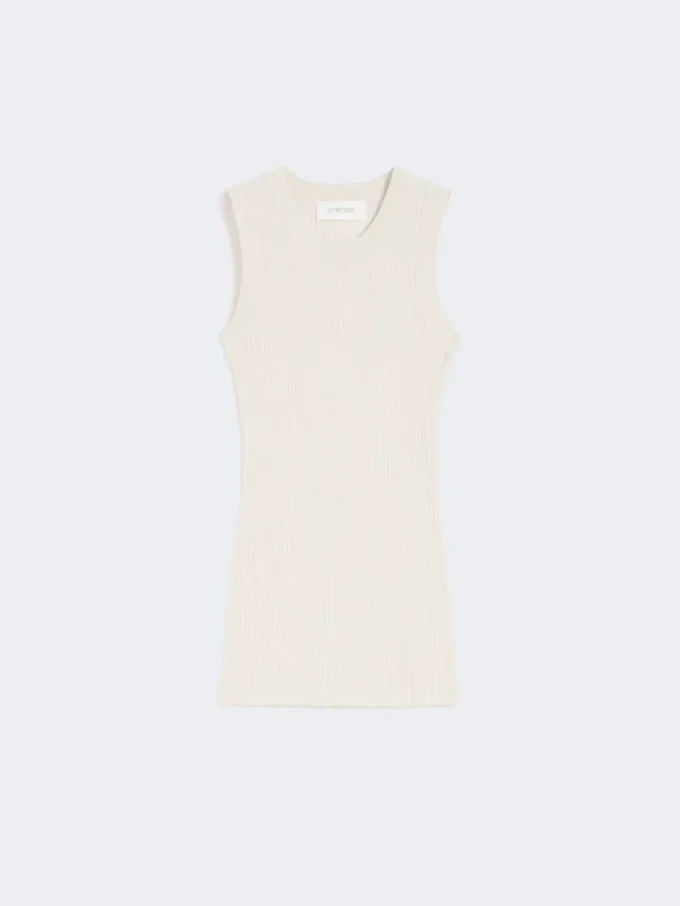Cotton vest top, ecru