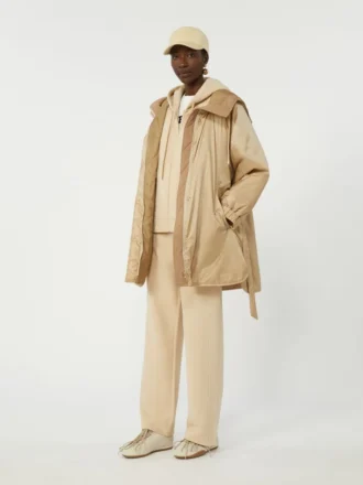 Reversible padded parka in water-repellent canvas, beige