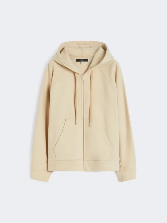 Cotton zip-up sweatshirt, sand