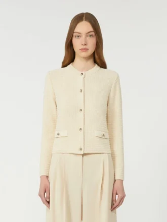 Cropped cotton cardigan, ecru Cropped cotton cardigan, ecru