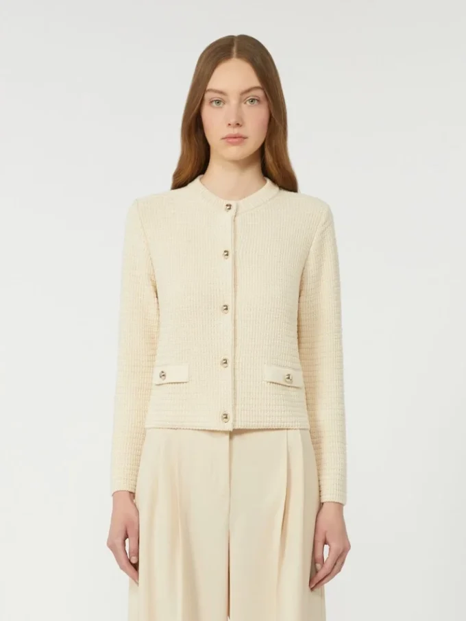 Cropped cotton cardigan, ecru Cropped cotton cardigan, ecru