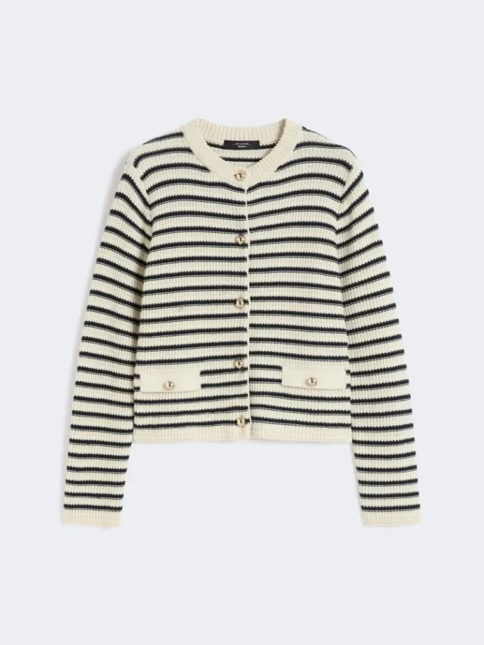 Cropped cotton cardigan, navy