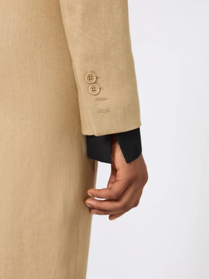 Cropped jacket in linen twill, camel Cropped jacket in linen twill, camel