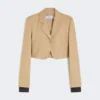 Cropped jacket in linen twill, camel Cropped jacket in linen twill, camel