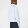 Cropped poplin shirt with asymmetrical pleats, avio
