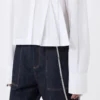 Cropped poplin shirt with asymmetrical pleats, optical white