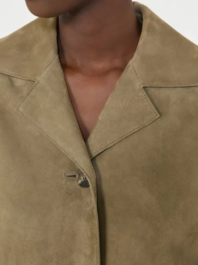 Cropped suede jacket, mud