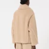 Cropped teddy coat in alpaca and wool, albino
