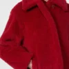Cropped teddy coat in alpaca and wool, red