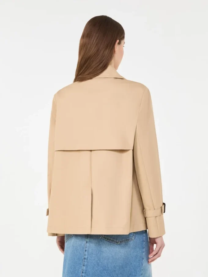 Cropped, water-repellent gabardine trench coat, beige
