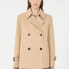 Cropped, water-repellent gabardine trench coat, beige