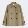 Cropped, water-repellent gabardine trench coat, mud