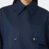 Cropped, water-repellent gabardine trench coat, navy