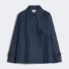 Cropped, water-repellent gabardine trench coat, navy