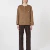 Cropped wool broadcloth jacket, camel