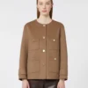 Cropped wool broadcloth jacket, camel