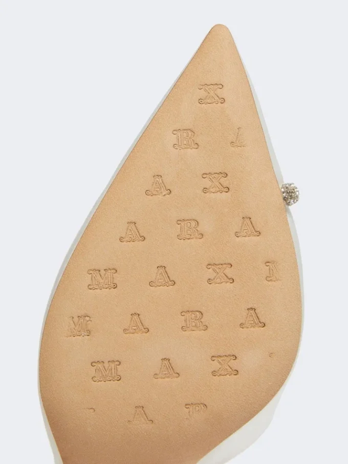 Crystal-adorned satin court shoes, ivory