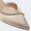 Crystal-adorned satin court shoes, make up nude