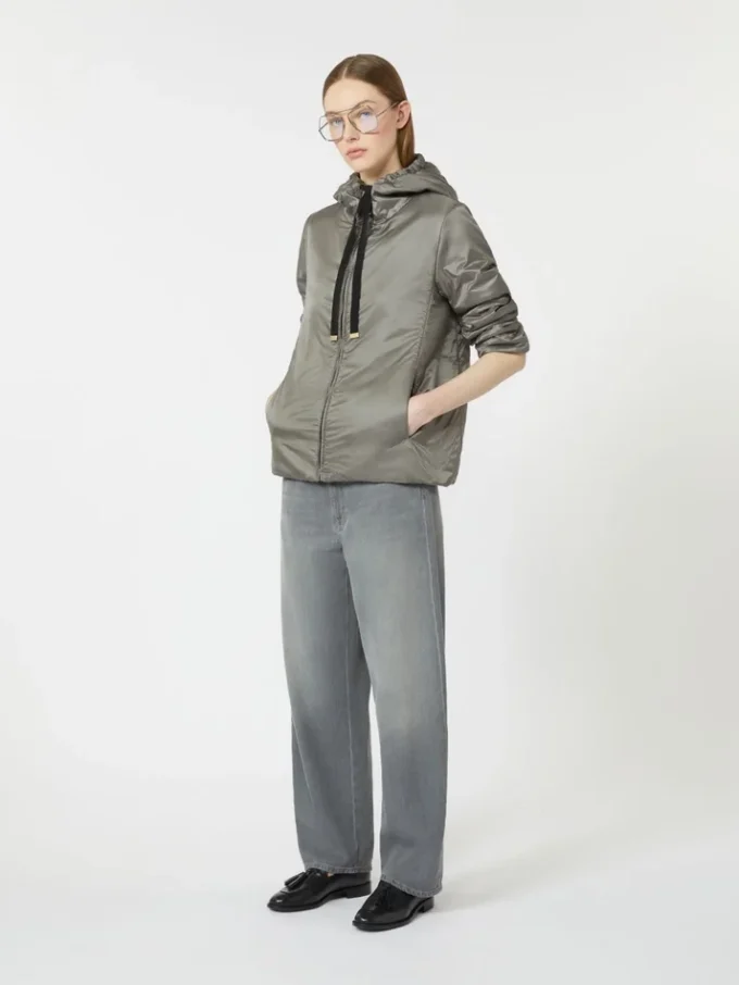 Padded water-repellent canvas hooded jacket, medium grey Padded water-repellent canvas hooded jacket, medium grey