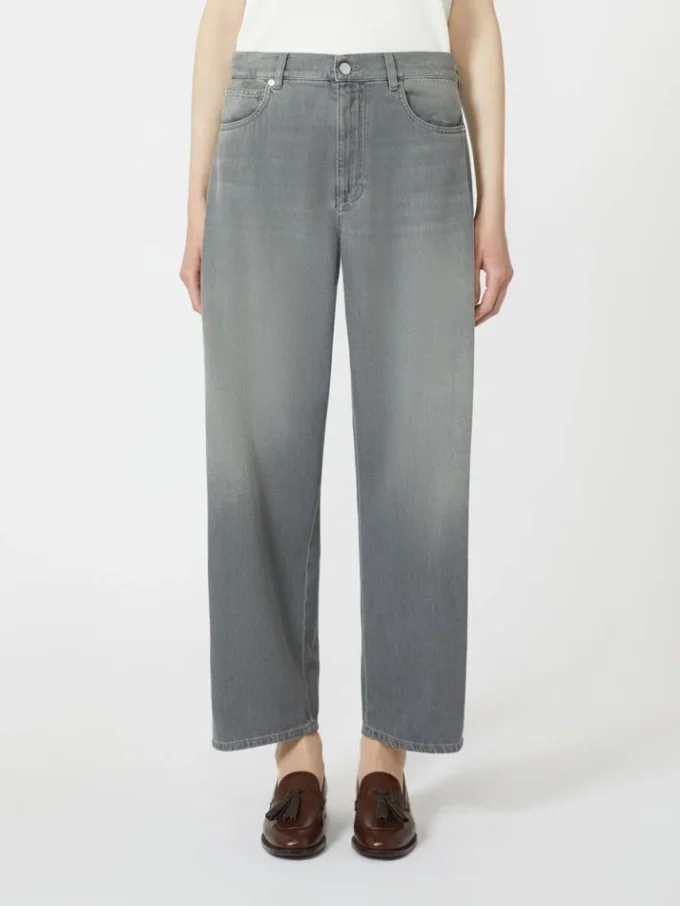 Denim barrel-leg jeans, medium grey