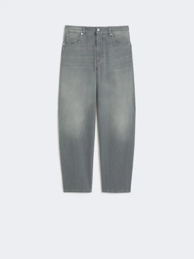 Denim barrel-leg jeans, medium grey