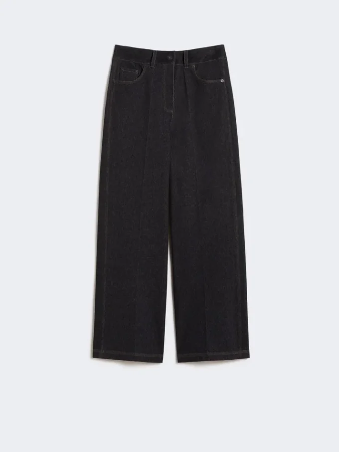Denim-effect jersey trousers, ultramarine