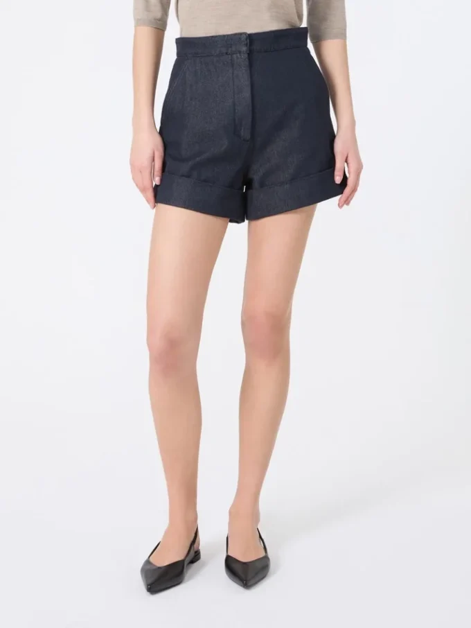 Denim-look cotton shorts, midnightblue