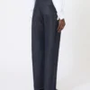 Denim-look cotton trousers, midnightblue