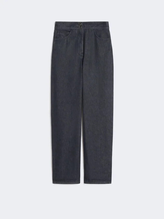 Denim-look cotton trousers, midnightblue
