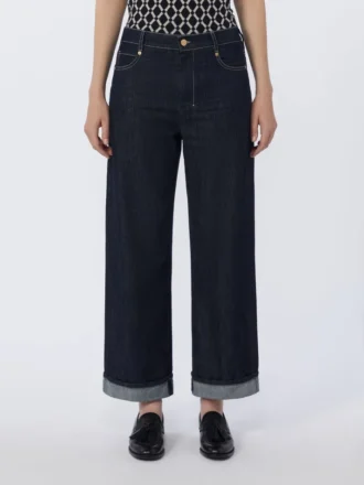 Denim turn-up jeans, ultramarine