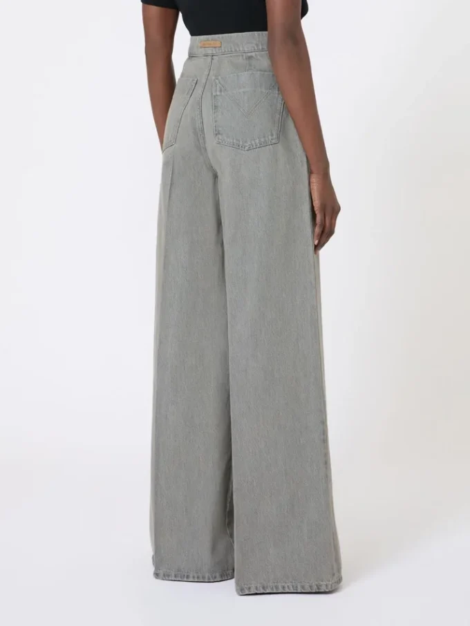 Denim wide-leg trousers, black