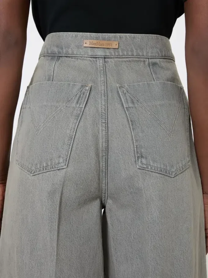 Denim wide-leg trousers, black