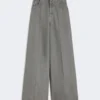 Denim wide-leg trousers, black