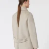 Double-breasted cashmere pea coat, sand