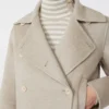Double-breasted cashmere pea coat, sand