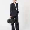 Pinstripe wool trousers, navy