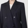 Double-breasted pinstripe wool blazer, navy Double-breasted pinstripe wool blazer, navy