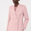 Double-breasted stretch wool blazer, antique rose Double-breasted stretch wool blazer, antique rose