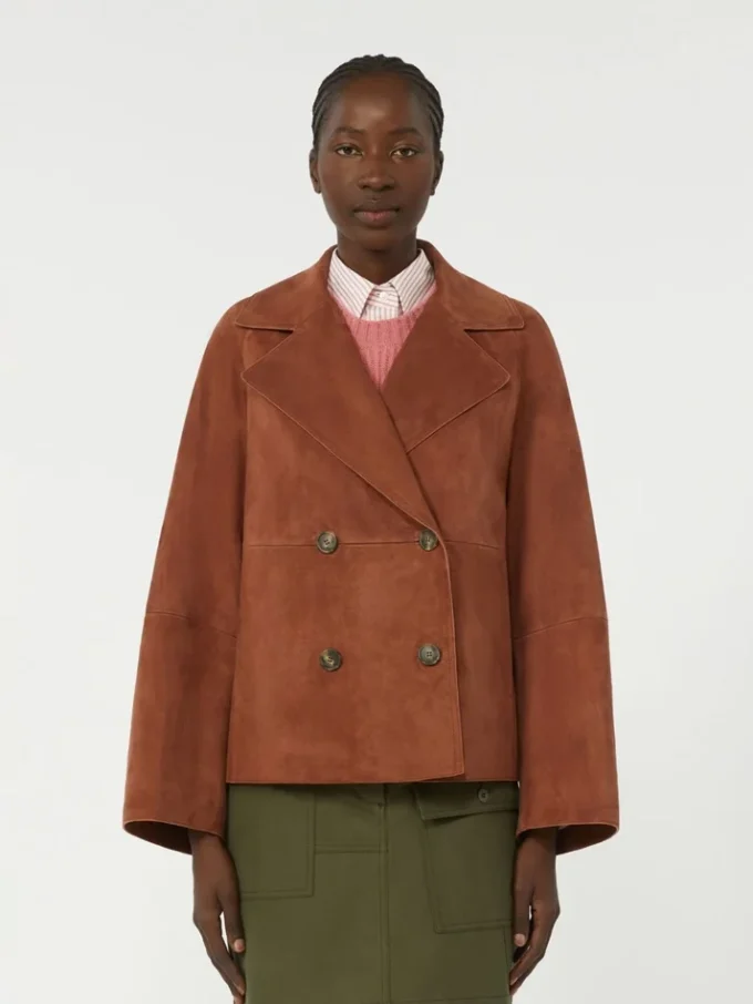 Double-breasted suede jacket, terra cotta Double-breasted suede jacket, terra cotta