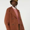 Double-breasted suede jacket, terra cotta Double-breasted suede jacket, terra cotta