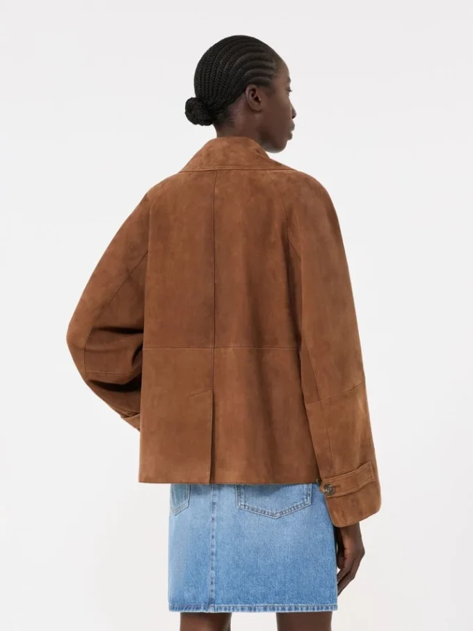 Double-breasted suede jacket, tobacco Double-breasted suede jacket, tobacco
