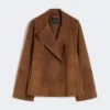 Double-breasted suede jacket, tobacco Double-breasted suede jacket, tobacco