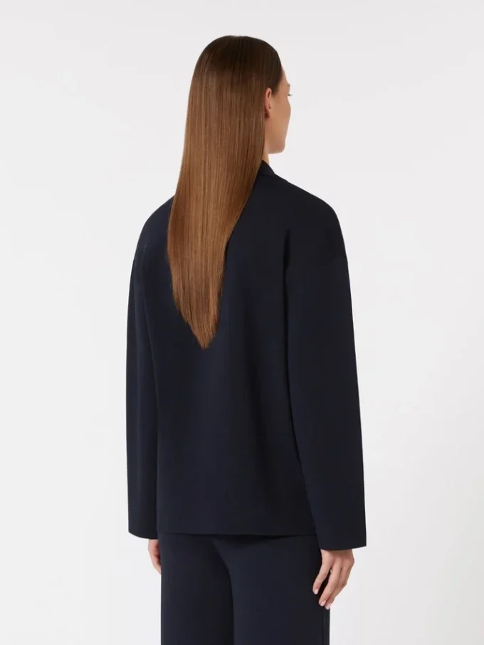 Double-breasted viscose crepe jacket, ultramarine