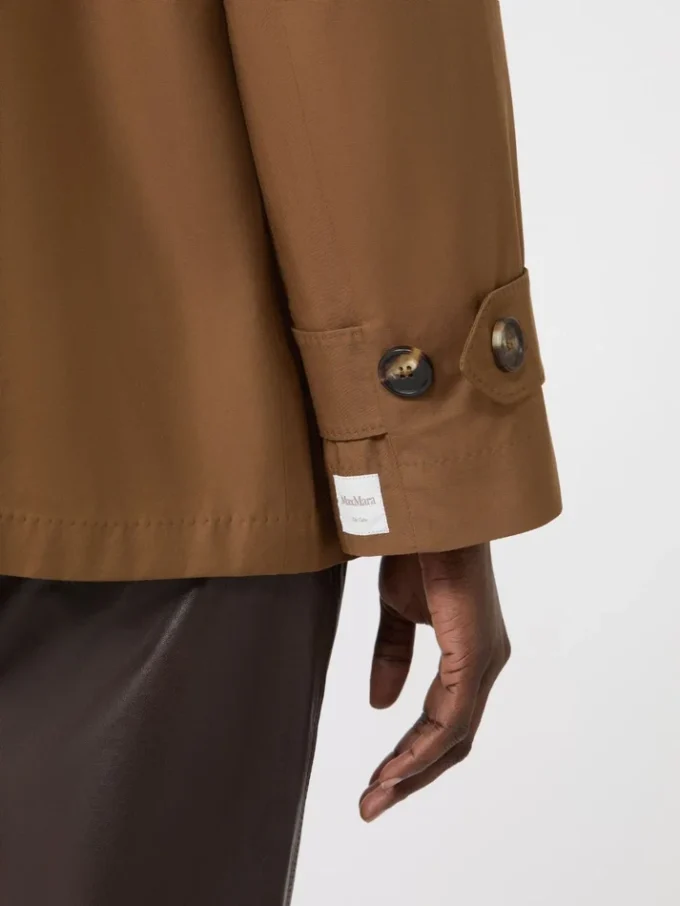 Double-breasted water-repellent cotton trench coat, tobacco