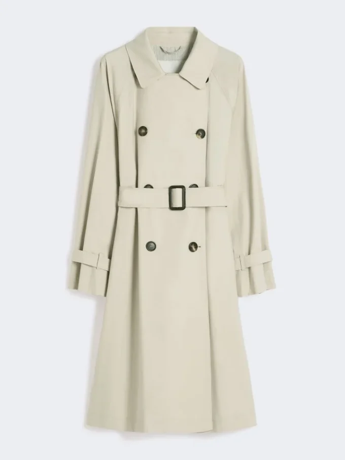 Double-breasted water-repellent twill trench coat, natural