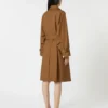 Double-breasted water-repellent twill trench coat, tobacco