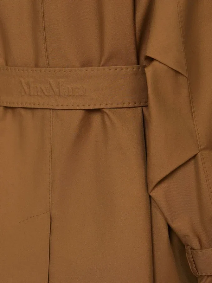 Double-breasted water-repellent twill trench coat, tobacco