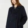 Double-breasted wool-blend pea coat, navy Double-breasted wool-blend pea coat, navy