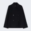 Double-breasted wool-blend pea coat, navy Double-breasted wool-blend pea coat, navy